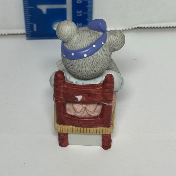 Vintage Bronson Collectibles Flawed Bear Sitting in Chair Embroidering Rare BC - Picture 7 of 8